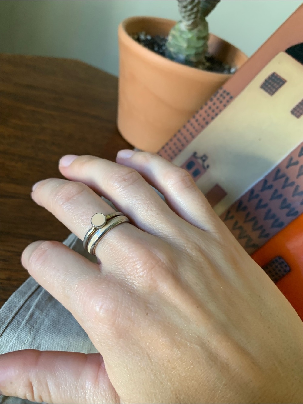 Stacking Rings in Silver & Peach - Picture 5 of 5